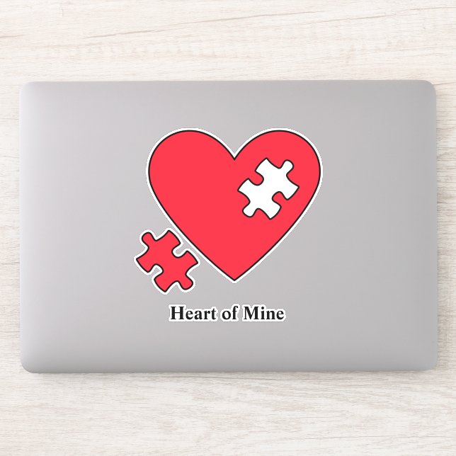 Autism Heart Puzzle Mom's Laptop Cutout Vinyl Sticker (Computer)