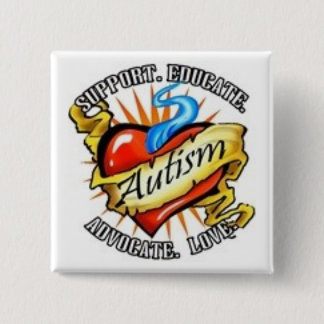autism heart tatoo pinback button