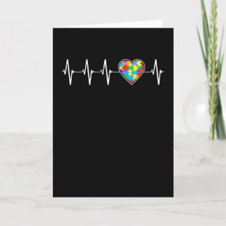 Autism Heartbeat Love Heart EKG Autistic Awareness Card