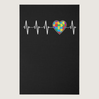 Autism Heartbeat Love Heart EKG Autistic Awareness Faux Canvas Print