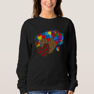 Autism Hearts Leopard Plaid Autism Awareness Men W Sweatshirt