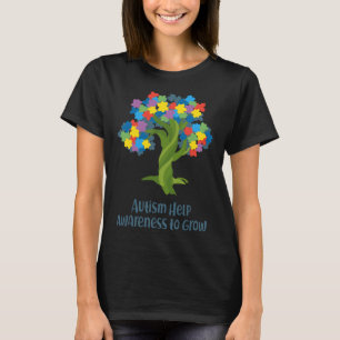 Autism Help Awareness To Grow Tree With Puzzle Pie T-Shirt