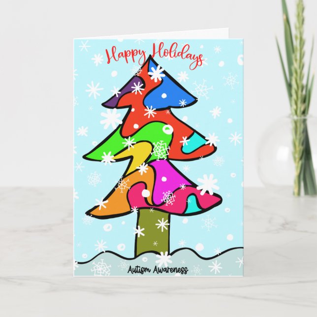Autism Holiday Christmas awareness card greeting (Front)