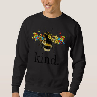 Autism Honey Bee Sunflower Be Kind Puzzle Family M Sweatshirt
