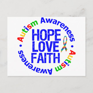 Autism Hope Love Faith Postcard