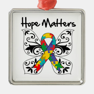 Autism Hope Matters Metal Ornament