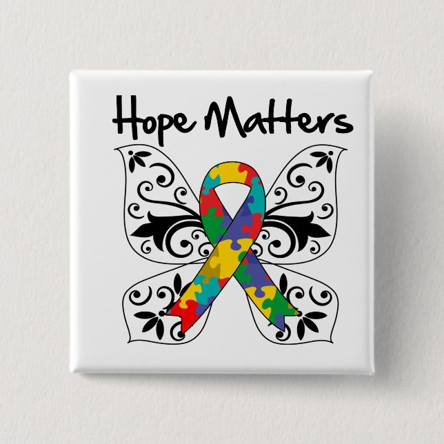 Autism Hope Matters Pinback Button (Front)