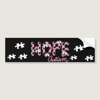 Autism "HOPE"  Pink & Black Polka Dot Design Bumper Sticker