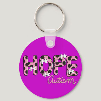 Autism "HOPE"  Pink & Black Polka Dot Design Keychain
