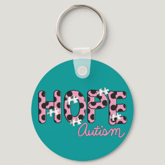 Autism "HOPE"  Pink & Black Polka Dot Design Keychain