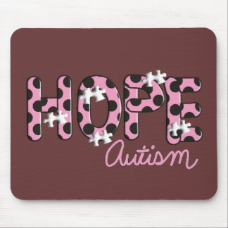 Autism "HOPE"  Pink & Black Polka Dot Design Mouse Pad