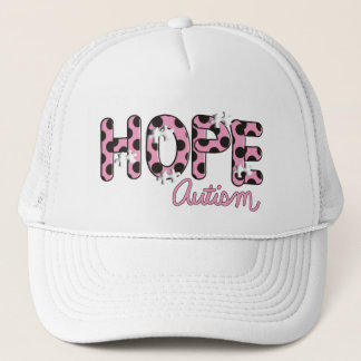 Autism "HOPE"  Pink & Black Polka Dot Design Trucker Hat
