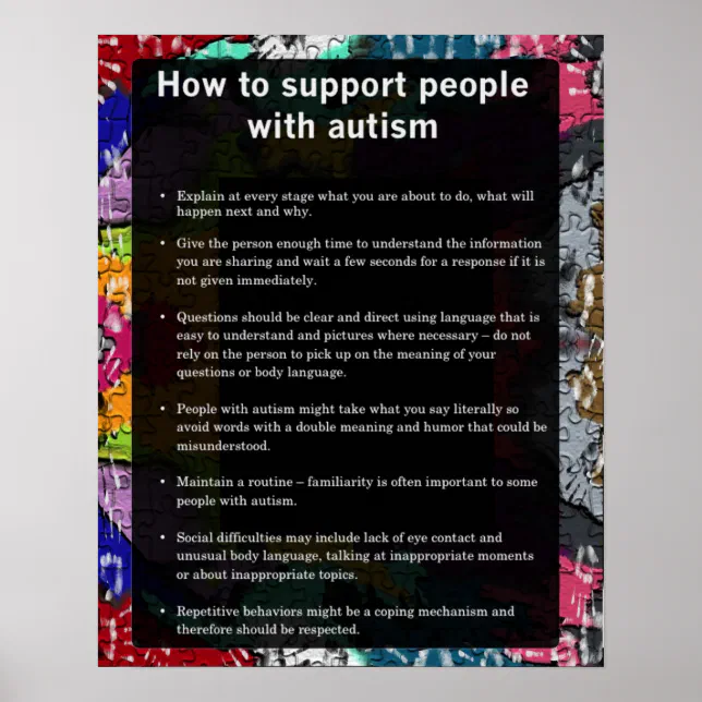 Autism How To Support Some With Autism Poster | Zazzle