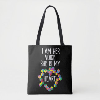 Autism I Am Her Voice She Is My Heart  Awareness Tote Bag