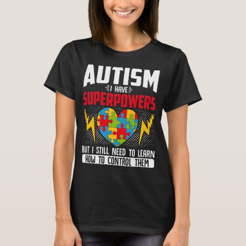 Autism I Have Superpowers  Month Ribbon Puzzle T_Shirt