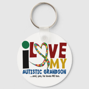 AUTISM I Love My Autistic Grandson 2 Keychain
