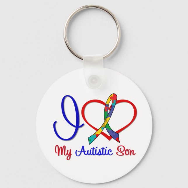 Autism I Love My Autistic Son Keychain (Front)