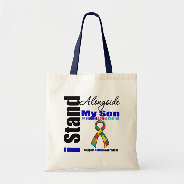 Autism I Stand Alongside My Son Tote Bag (Front)
