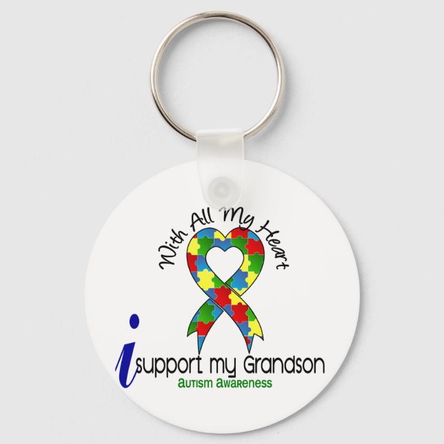 Autism I Support My Grandson Keychain (Front)