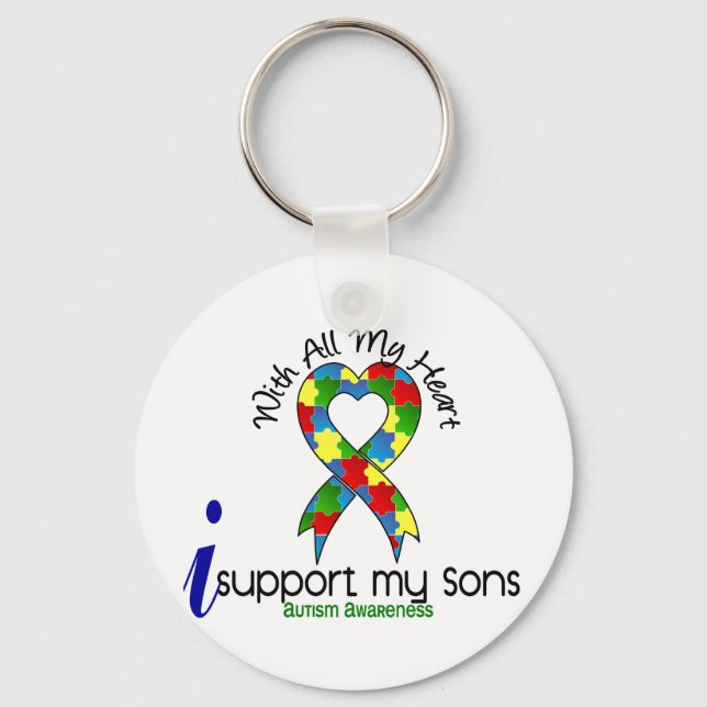 Autism I Support My Sons Keychain (Front)
