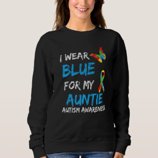 Autism I Wear Blue For My Auntie Awareness Puzzle  Sweatshirt