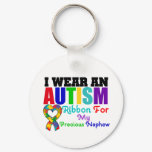 Autism I Wear Ribbon For My Precious Nephew Keychain