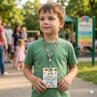 Autism ID card/Badge for nonverbal child - medical Badge