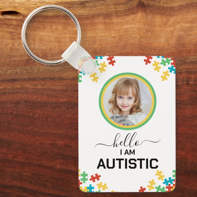 Autism ID Child or Adult Medical Alert Badge Keychain (Front)