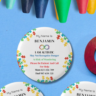 Autism ID Child or Adult Medical Alert Button