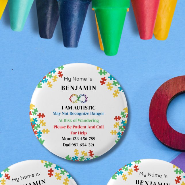 Autism ID Child or Adult Medical Alert Button (Creator Uploaded)