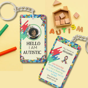 Autism ID Child or Adult Medical Alert Keychain