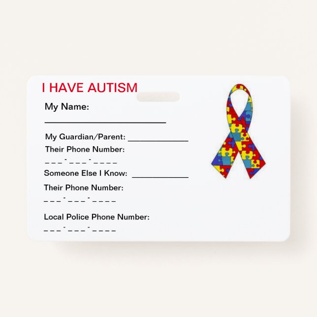 Autism ID Tag Badge (Front)
