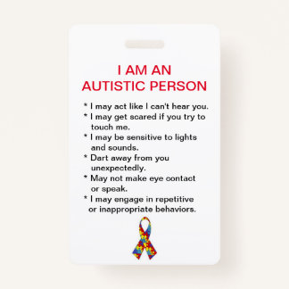 Autism ID Tag (Vertical) Badge