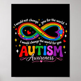 Autism infinity awareness mom rainbow poster