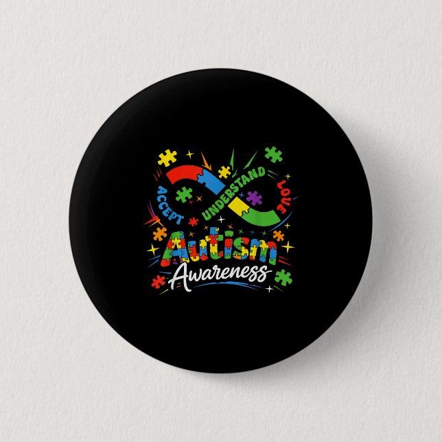 Autism infinity neurodiversity accept understand button (Front)
