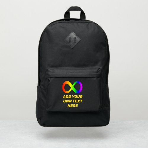 AUTISM Infinity Rainbow Symbol Custom ADD TEXT Port Authority Backpack