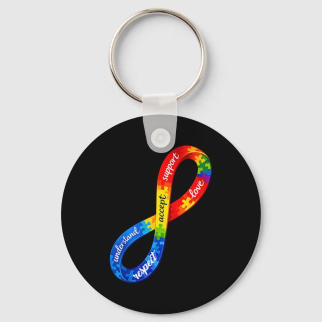 Autism infinity ribbon design a neurodiversity keychain (Front)