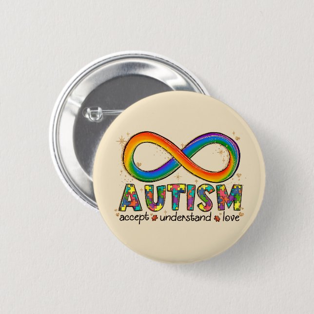 Autism Infinity Symbol Accept, Understand, Love Button (Front & Back)