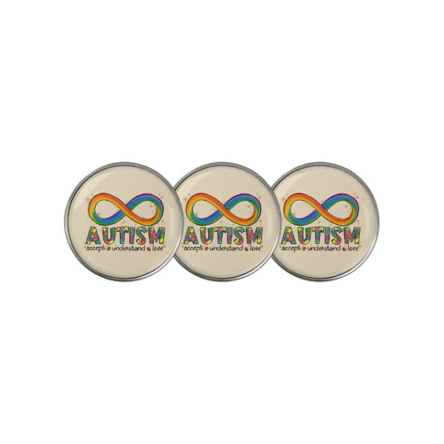 Autism Infinity Symbol Accept, Understand, Love Golf Ball Marker (3 Up)
