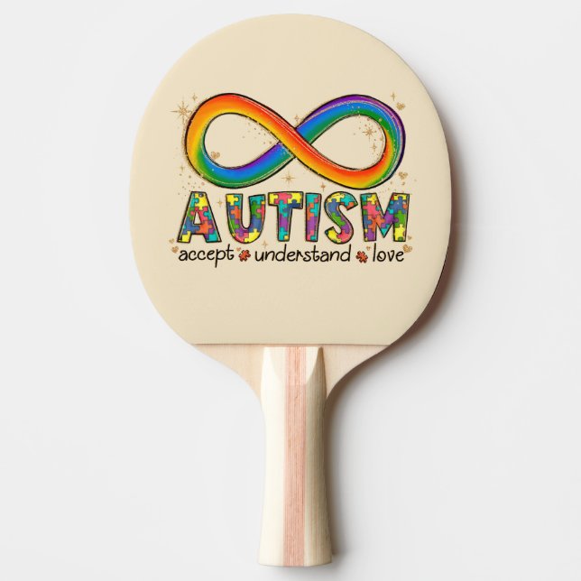 Autism Infinity Symbol Accept, Understand, Love Ping Pong Paddle (Front)