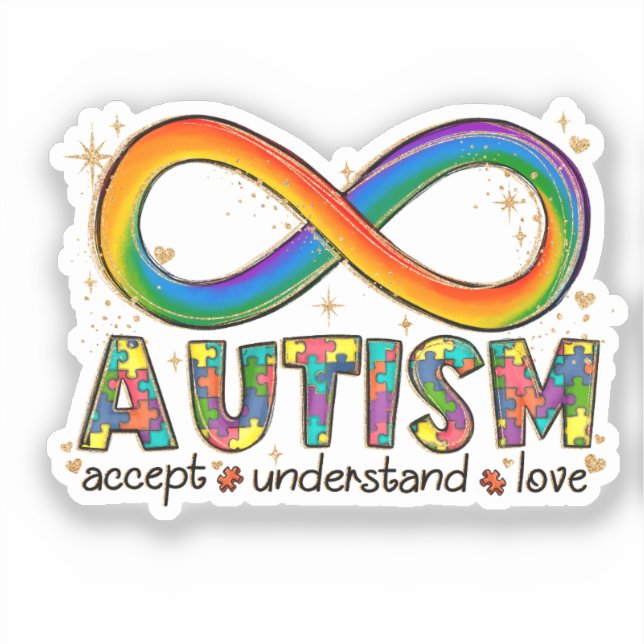 Autism Infinity Symbol Accept, Understand, Love Sticker (Front)