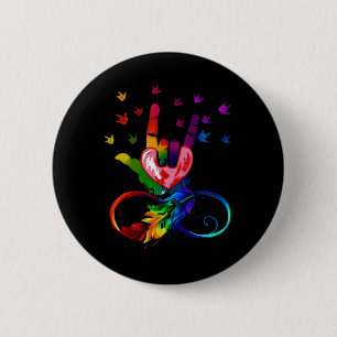 Autism Infinity Symbol Asl Hand Sign Language Teac Button