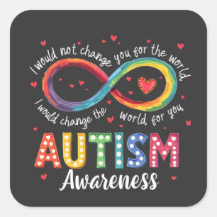 Autism Infinity Symbol Autism Awareness Month Square Sticker