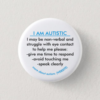 Autism information badge pinback button