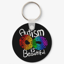 Autism is Beautiful Rainbow Infinity Symbol Black  Keychain