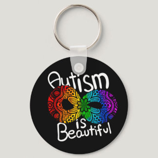 Autism is Beautiful Rainbow Infinity Symbol Black  Keychain