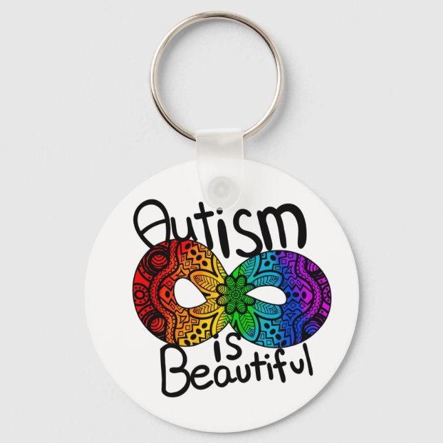 Autism is Beautiful | Rainbow Infinity Symbol  Key Keychain (Front)