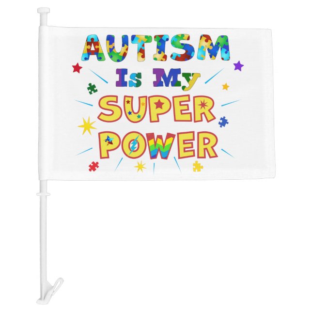 Autism Is My Super Power Car Flag (Front)