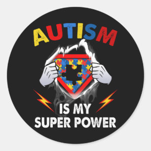 Autism is My Super Power Superhero Puzzle Autism A Classic Round Sticker