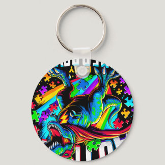 Autism Is My Superpower Autism Awareness T-rex T-s Keychain